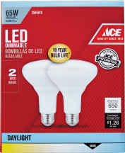 Ace LED Floodlight Bulb 2/Pk. 65 watt equivalent. Lasts 10+ years. Soft White or Daylight. 3565801, 3565819 product image.