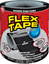 FLex Seal™ Rubber Spray Sealant, 14oz 6215107, 6238554, 6295950 FLex Glue™ Rubber Sealant 6oz 6665004 4" x 5 'FLex Glue™ Rubberized Waterproof Tape 6665004, 6406391 product image.
